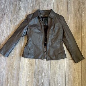 G-Collection Brown Leather Jacket L – Fur Lined, Tailored Fit